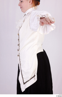  Photos Woman in Historical Dress 75 17th century Historical clothing upper body white gold shirt with decoration 0003.jpg